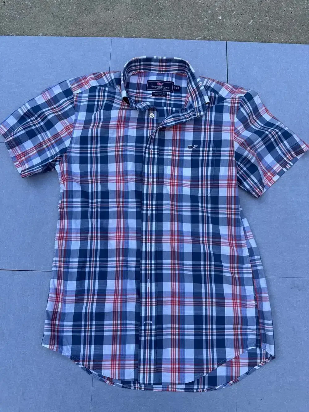 Vineyard Vines Tucker Shirt Size XS Blue Plaid Short Sleeve Button Up